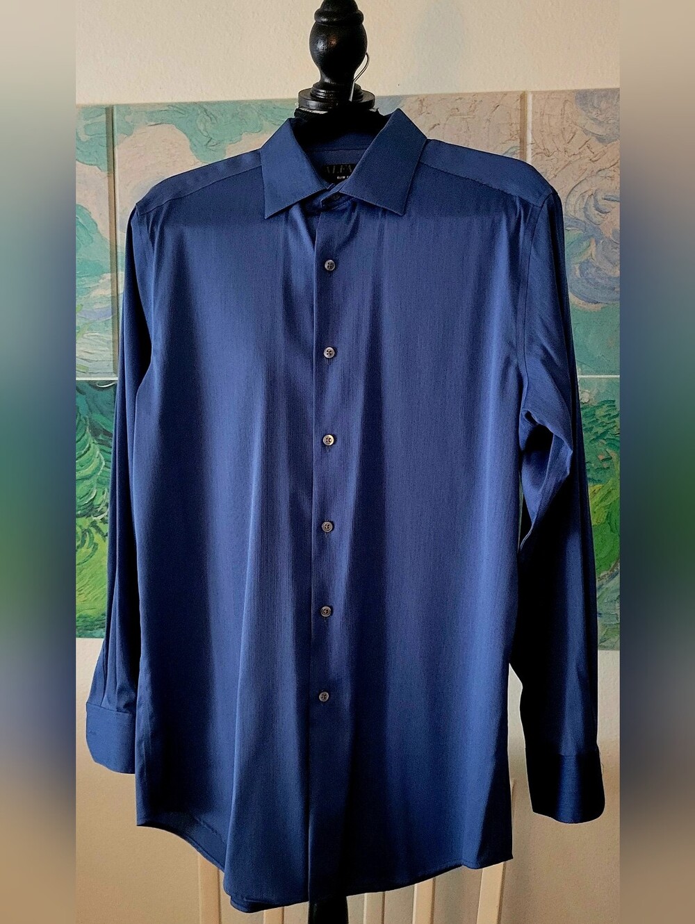 Alfani Men's Navy Blue Long-Sleeve Dress Shirt